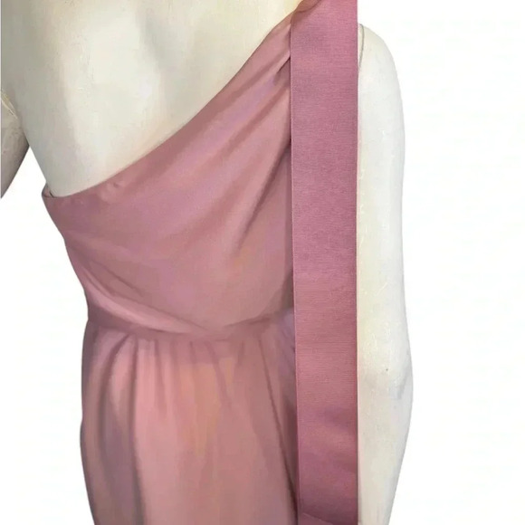 Vera Wang Bride's Maid Dress Light Pink Tie Bow Draped One Shoulder 12. - Picture 11 of 12